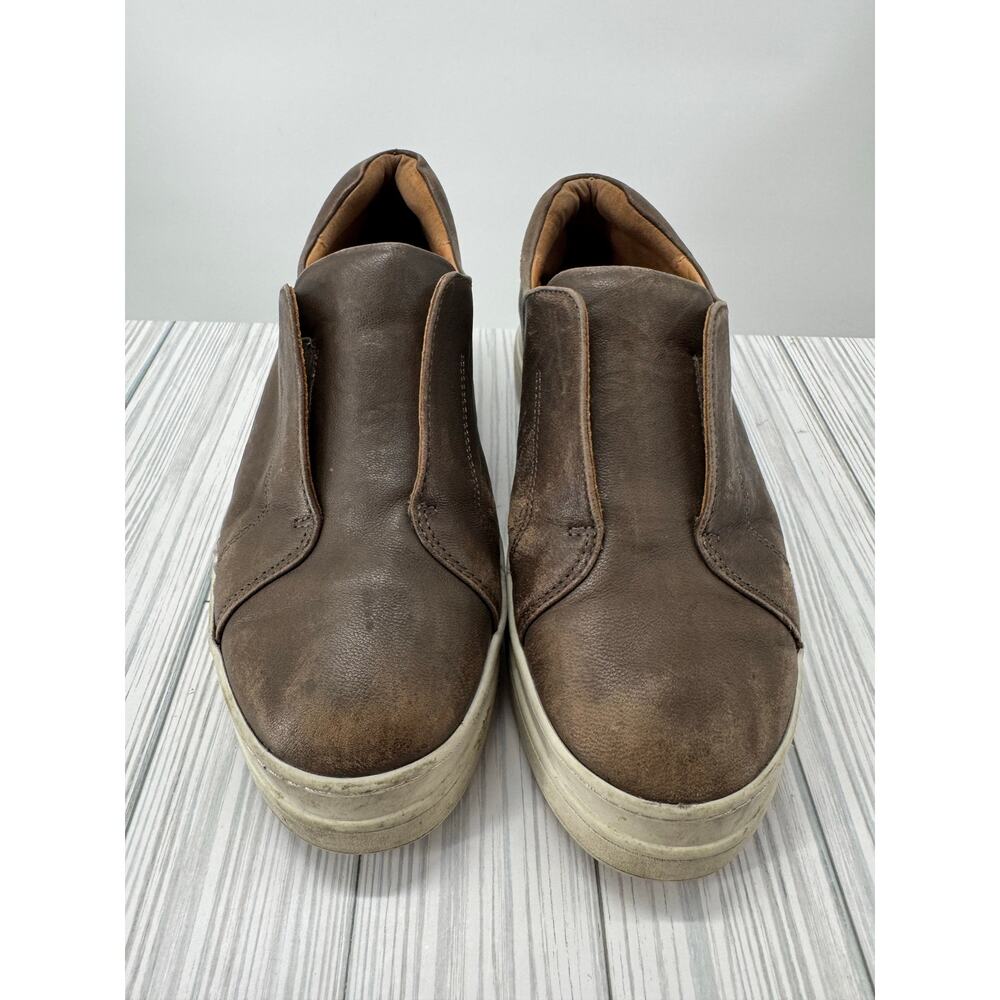 J/Slides Starr Women's Sz 8.5 Brown Leather Wedge Slip-On Sneakers Comfort Shoes